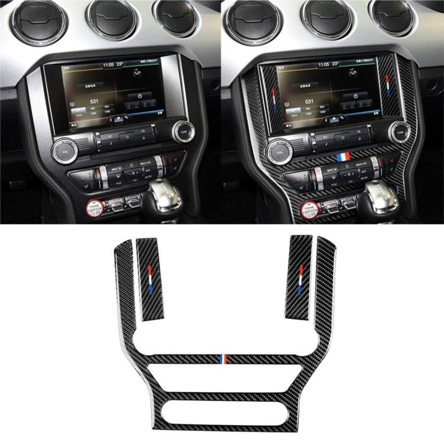 Car USA Color Carbon Fiber Central Control Panel Decorative Sticker for Ford Mustang 2015-2017, C...