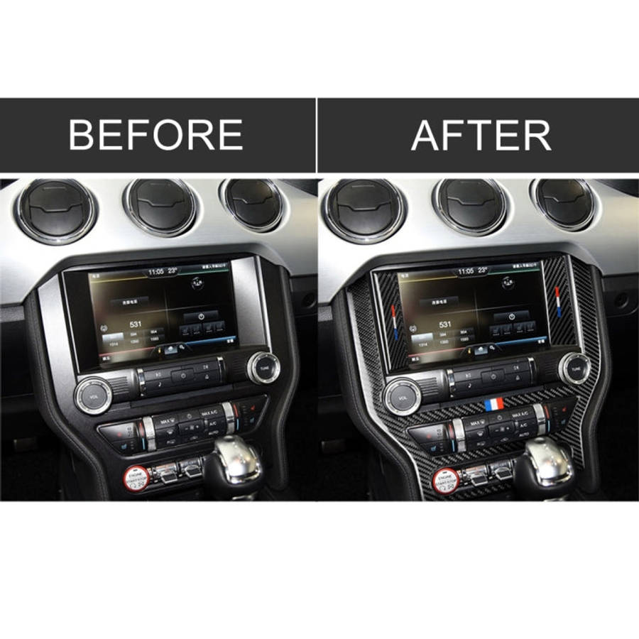 Car USA Color Carbon Fiber Central Control Panel Decorative Sticker for Ford Mustang 2015-2017, C...