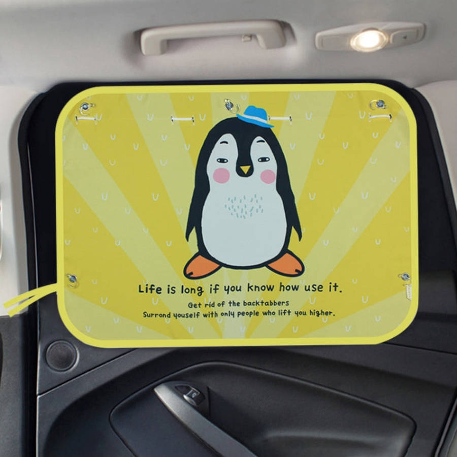 Car Large Rear Window Sunscreen Insulation Window Sunshade Cover, Size: 70*50cm, Snow Bear, Happy...