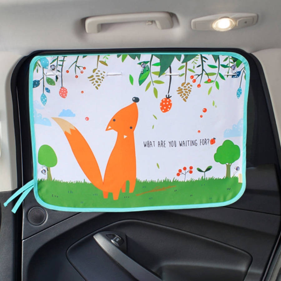 Car Large Rear Window Sunscreen Insulation Window Sunshade Cover, Size: 70*50cm, Snow Bear, Happy...