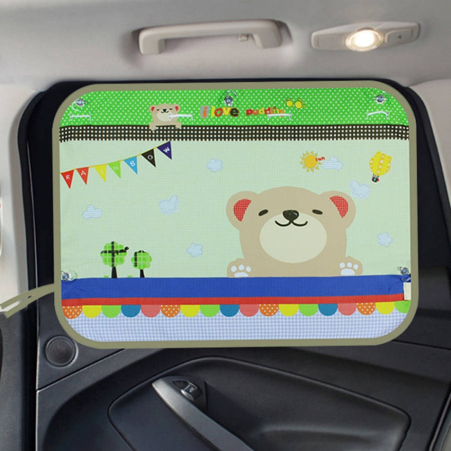 Car Large Rear Window Sunscreen Insulation Window Sunshade Cover, Size: 70*50cm, Snow Bear, Happy...