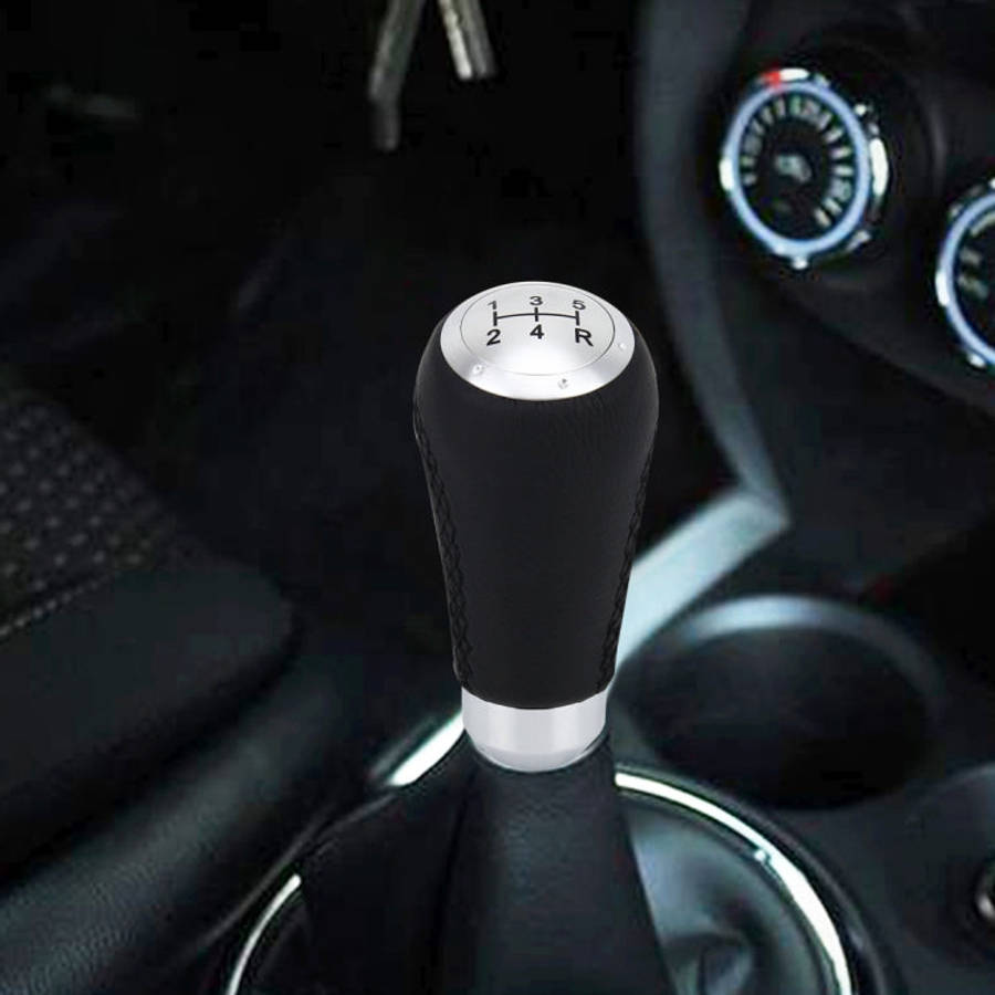 Universal Car Modified Shifter Black Leather Lever Manual 5-Speed Gear Shift Knob, 5-Speed Gear S...