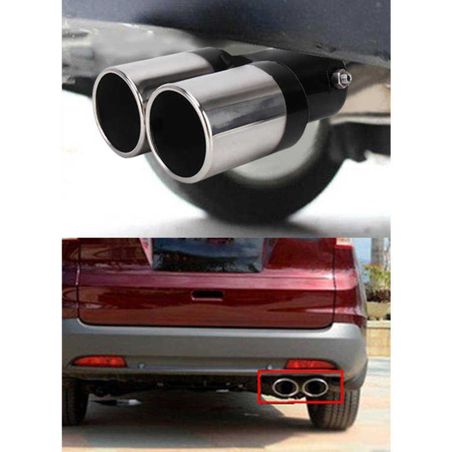 Universal Car Styling Stainless Steel Straight Double Outlets Exhaust Tail Muffler Tip Pipe, Stra...