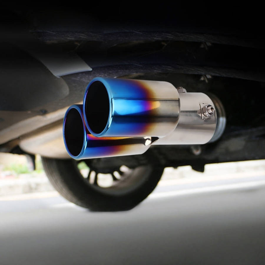 Universal Car Styling Stainless Steel Straight Double Outlets Exhaust Tail Muffler Tip Pipe, Stra...