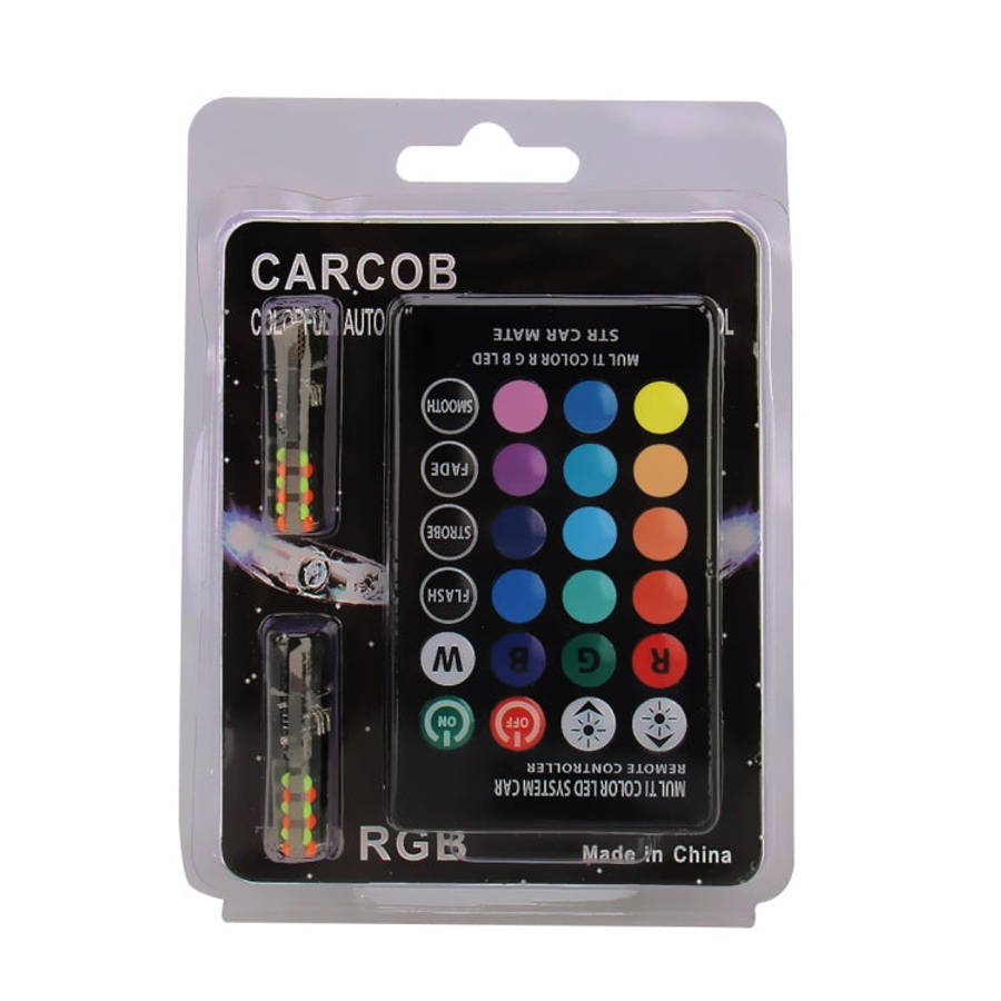 2 PCS W5W 194 T10 Multi Colors COB 12 SMD RGB LED Bulbs with Remote Control Wedge Side Lights Lic...