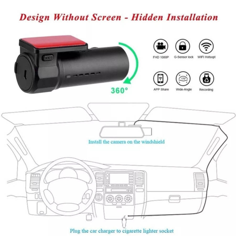 Mini Car Dash Camera WiFi Monitor Full HD Dashcam Video Recorder Camcorder Motion Detection, Supp...