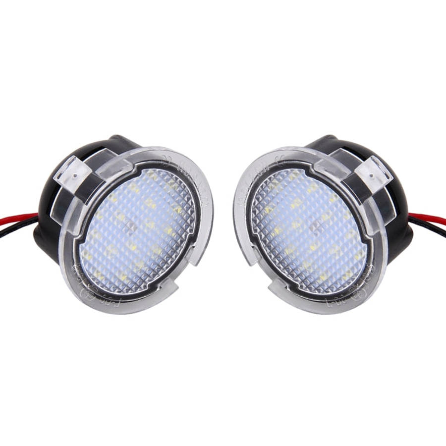2 PCS DC 12V 2W 6000K 120LM 18-LED Side Rear View Mirror Puddle Lights Lamp for Ford 2013-2017 Ex...