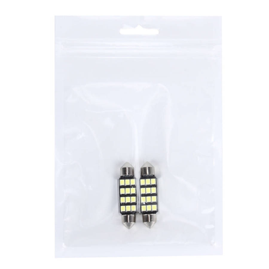 2 PCS 3.5W 250 LM 6000K 39MM 12 SMD-2835 LEDs Bicuspid Port Decoding Car Dome Lamp LED Reading Li...