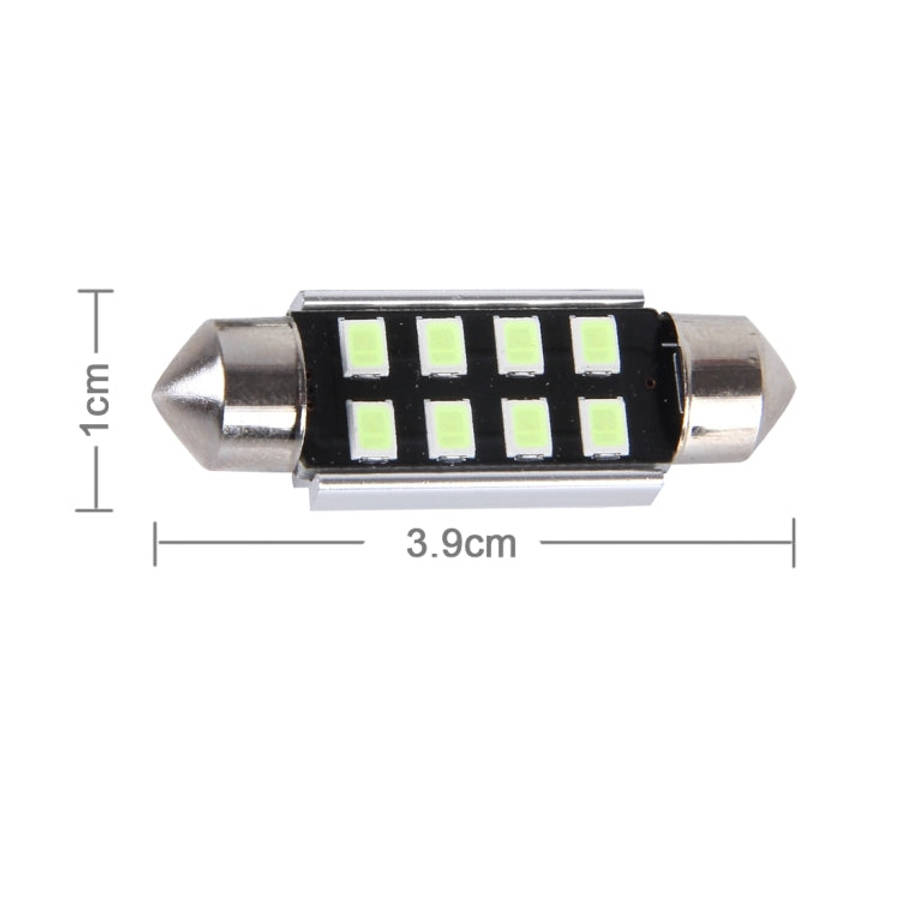 2 PCS DC 12V 2W 39MM 8 SMD-3528 LEDs Bicuspid Port Decoding Car Dome Lamp LED Reading Light, 39MM