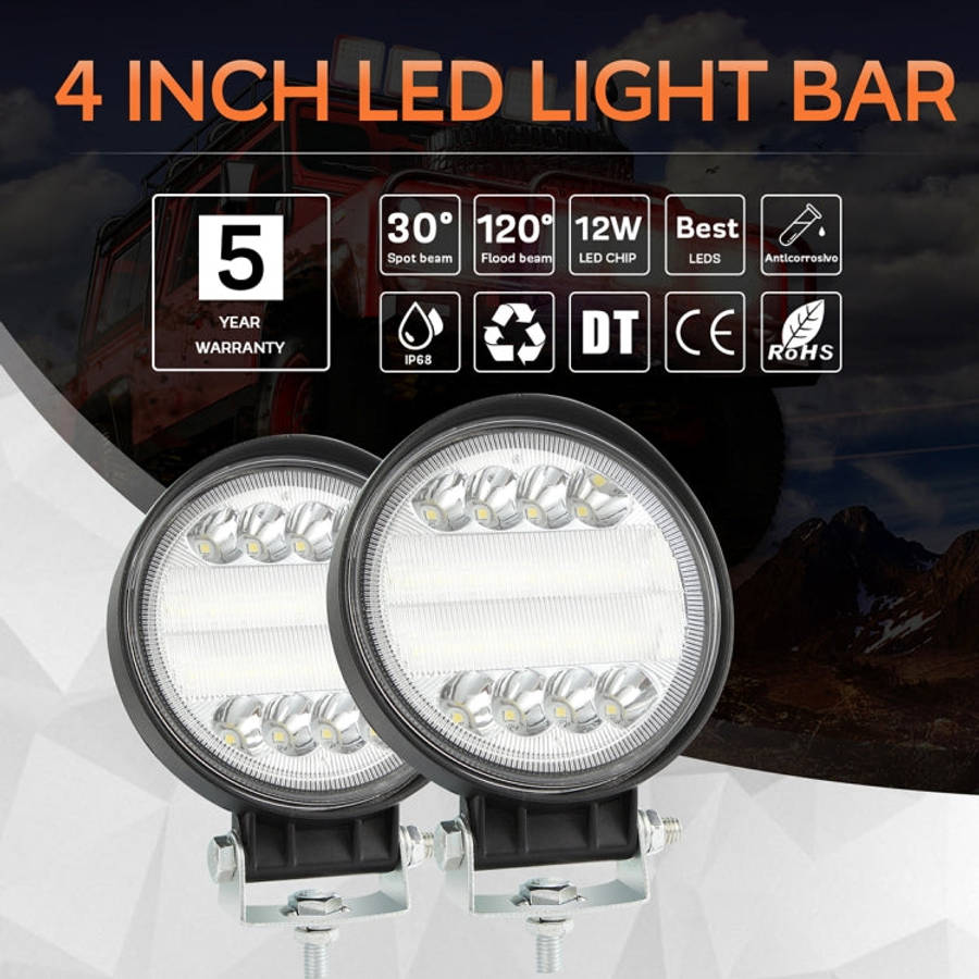 2 PCS 4 inch 15W Spot / Flood Light White Light Round-Shaped Waterproof Car SUV Work Lights Spotl...