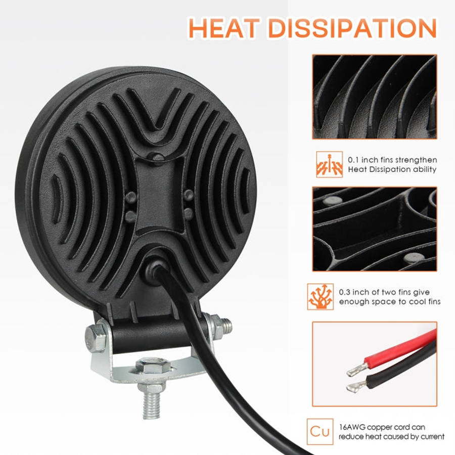 2 PCS 4 inch 15W Spot / Flood Light White Light Round-Shaped Waterproof Car SUV Work Lights Spotl...