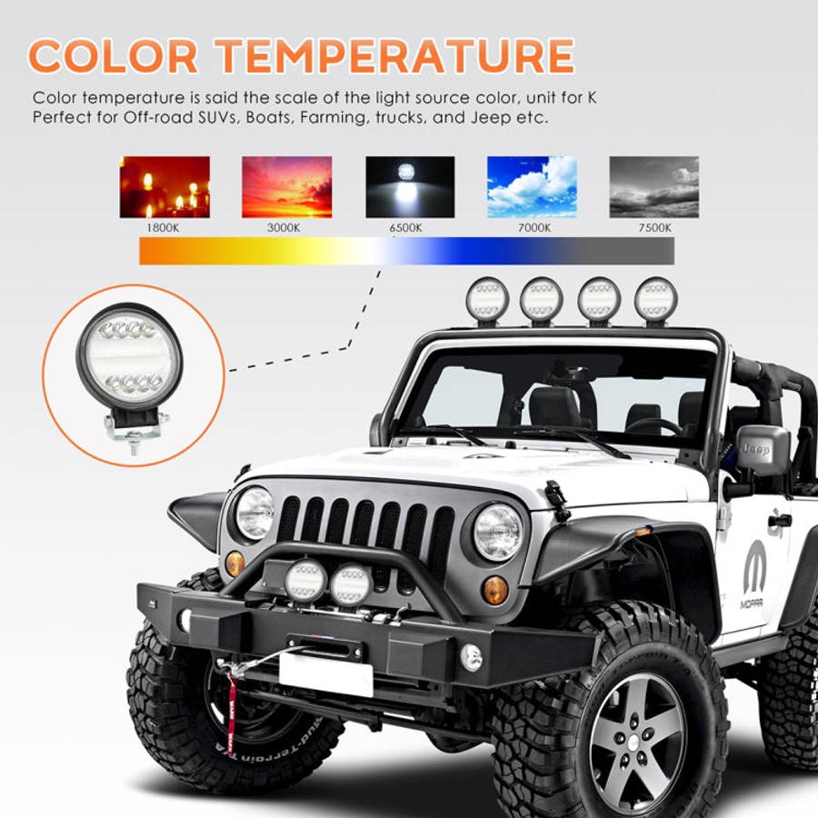 2 PCS 4 inch 15W Spot / Flood Light White Light Round-Shaped Waterproof Car SUV Work Lights Spotl...