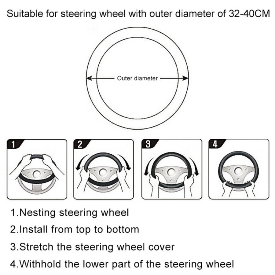 Crocodile Texture Universal Rubber Car Steering Wheel Cover For 34-48cm Wheel