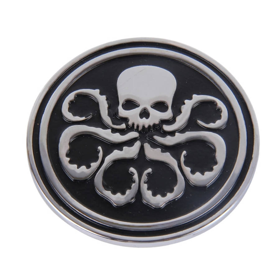 Skull Pattern Circular Shape Shining Metal Car Free Sticker, Skull 4, Circular Skull