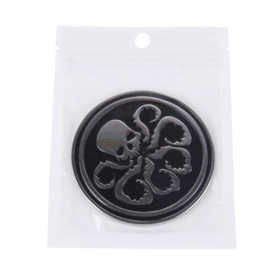 Skull Pattern Circular Shape Shining Metal Car Free Sticker, Skull 4, Circular Skull
