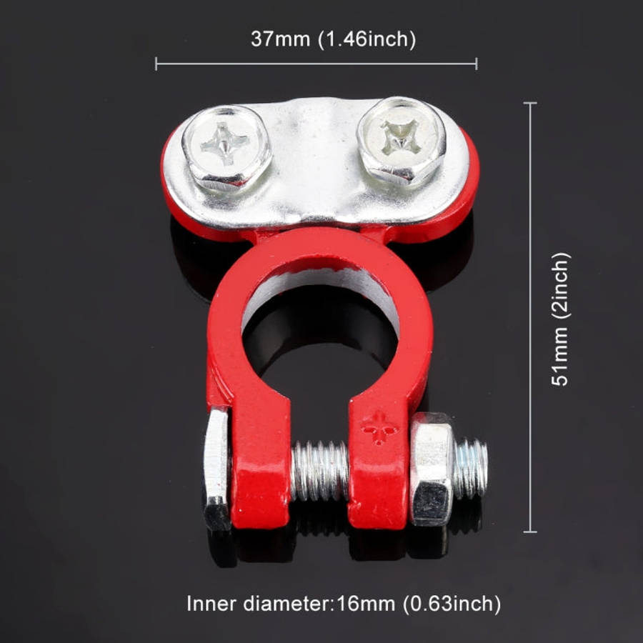 2 PCS Positive and Negative Car U Shape Metal Battery Connectors Terminals Clamps Clips, L Size, ...