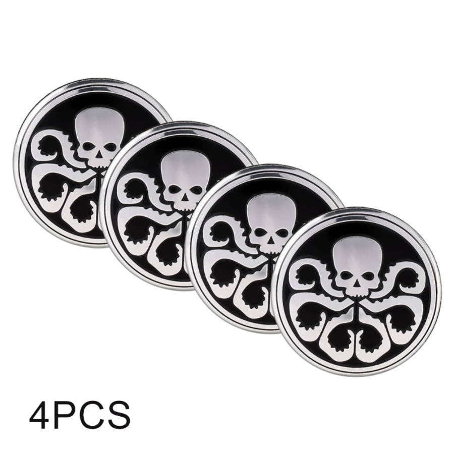 4 PCS Car-Styling Skull Pattern Wheel Hub Decorative Sticker, Diameter: 5.8cm, Skull Pattern