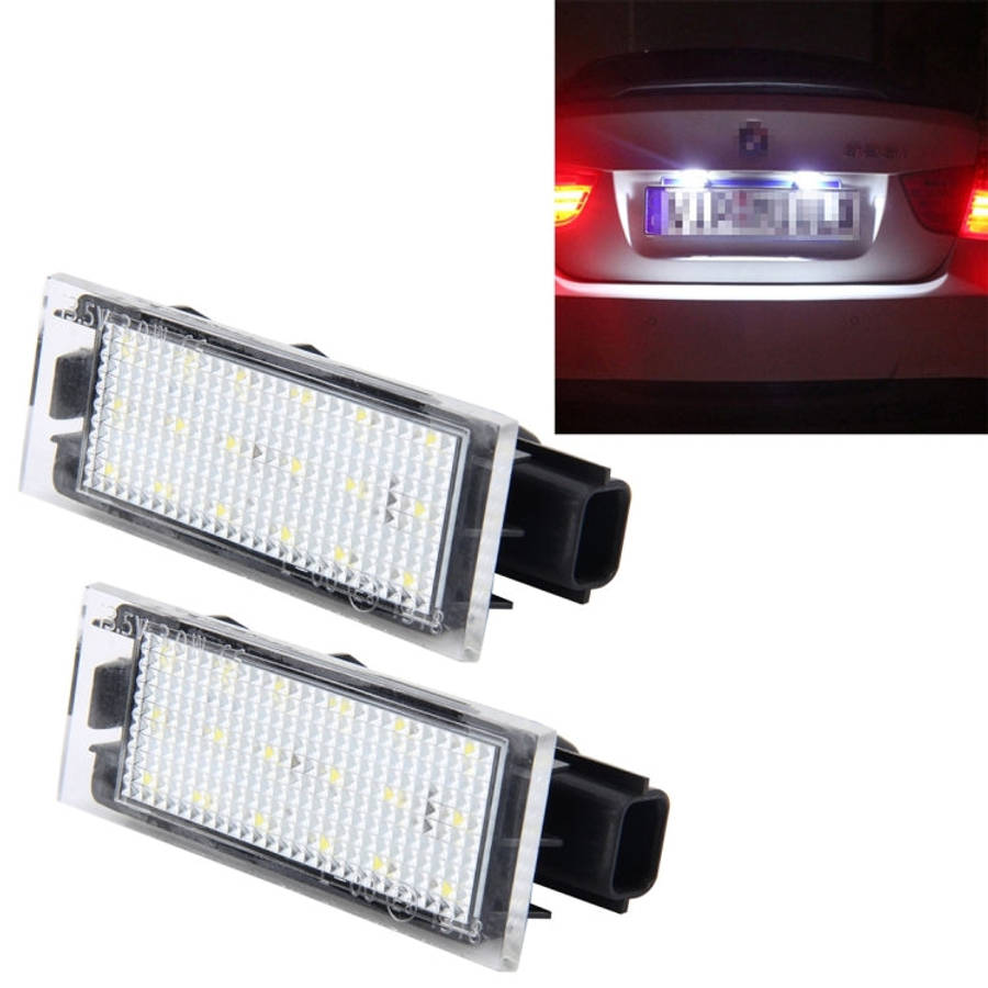 2 PCS License Plate Light with 18  SMD-3528 Lamps for Renault,2W 120LM,6000K, DC12V(White Light),...