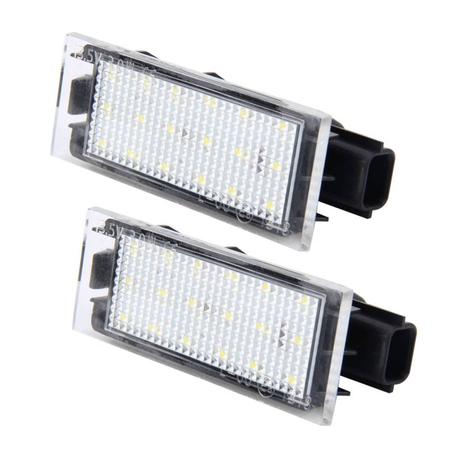 2 PCS License Plate Light with 18  SMD-3528 Lamps for Renault,2W 120LM,6000K, DC12V(White Light),...
