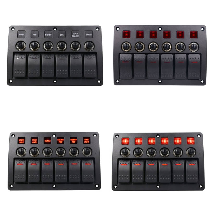 3Pin 6 Way Switches Combination Switch Panel with Light and Projector Lens for Car RV Marine Boat...