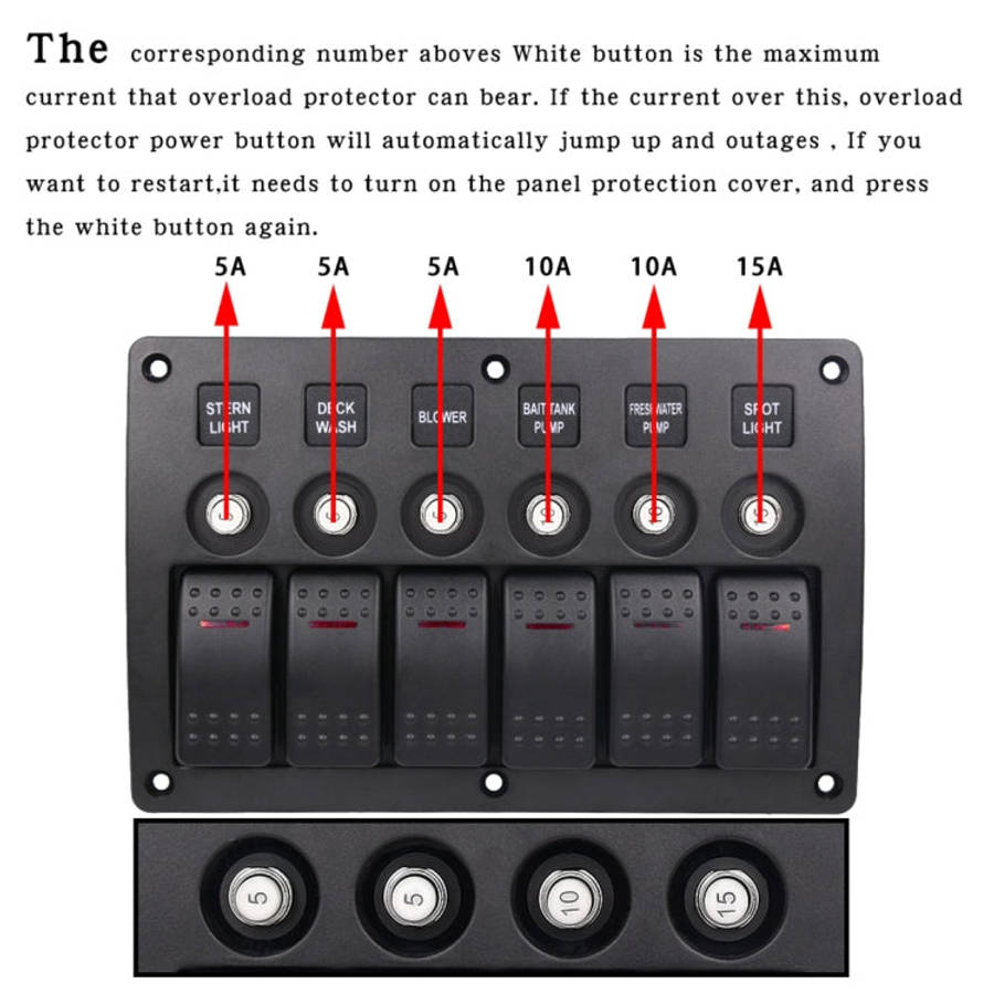 3Pin 6 Way Switches Combination Switch Panel with Light and Projector Lens for Car RV Marine Boat...