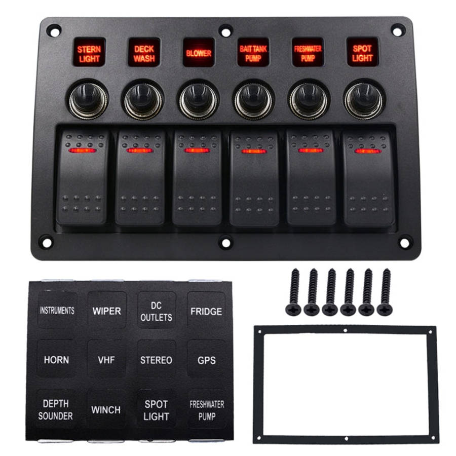 3Pin 6 Way Switches Combination Switch Panel with Light and Projector Lens for Car RV Marine Boat...