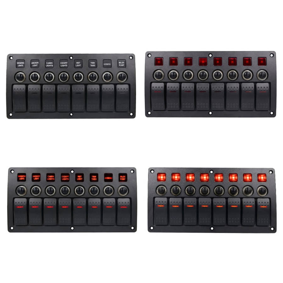 3Pin 8 Way Switches Combination Switch Panel with Light and Projector Lens for Car RV Marine Boat...