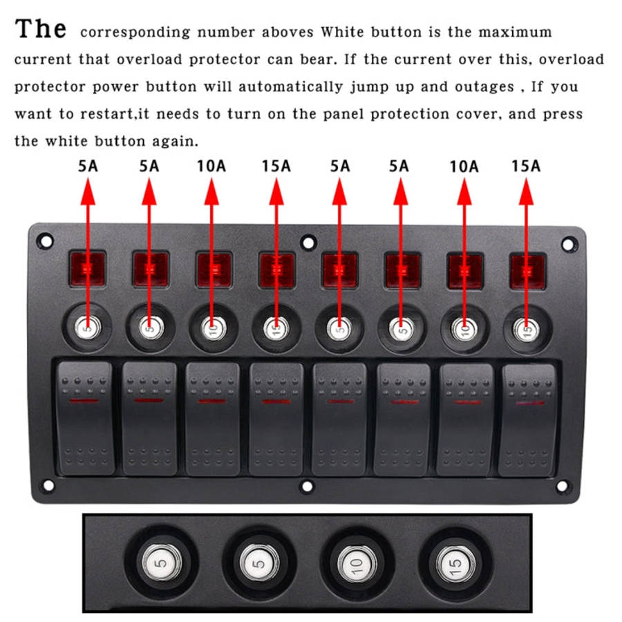 3Pin 8 Way Switches Combination Switch Panel with Light and Projector Lens for Car RV Marine Boat...