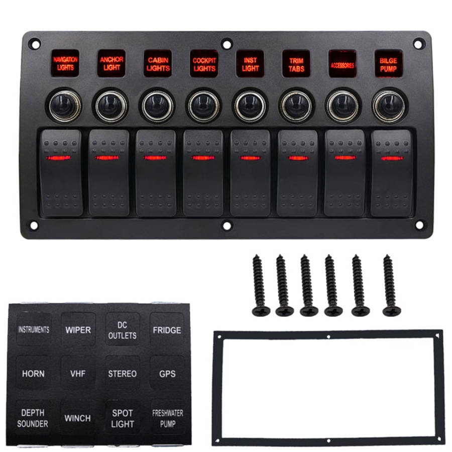 3Pin 8 Way Switches Combination Switch Panel with Light and Projector Lens for Car RV Marine Boat...