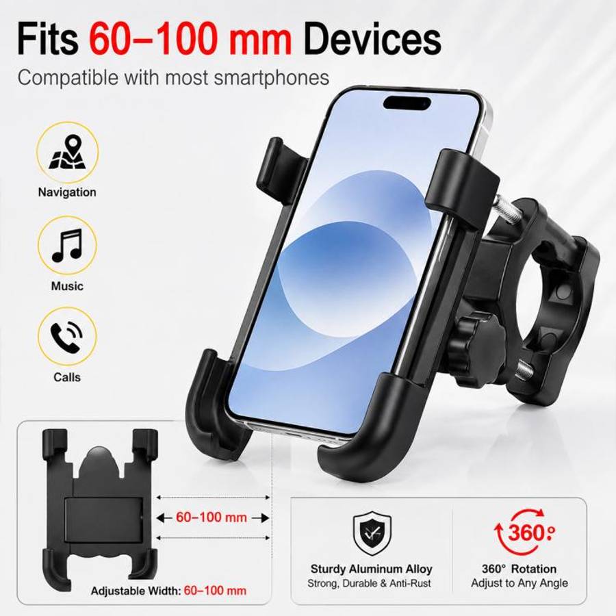Motorcycle Handlebar Aluminum Alloy Phone Bracket, Suitable for 60-100mm Device, Handlebar Bracke...