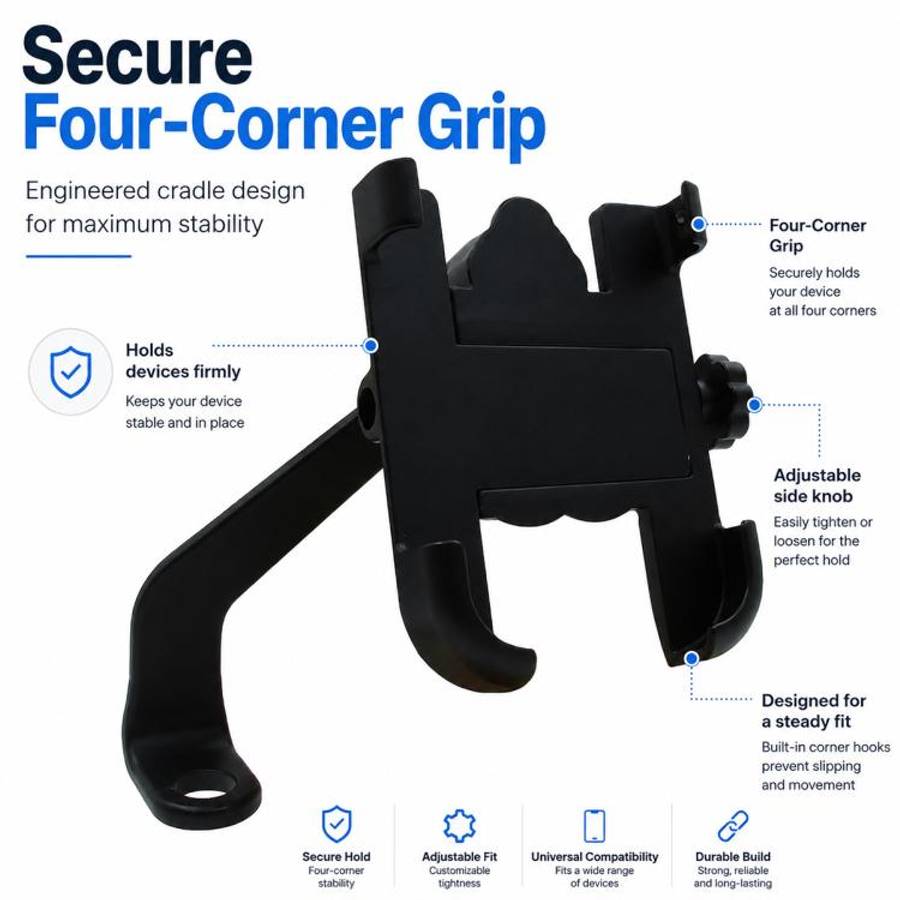 Motorcycle Rear View Mirror Aluminum Alloy Phone Bracket, Suitable for 60-100mm Device, Rear View...