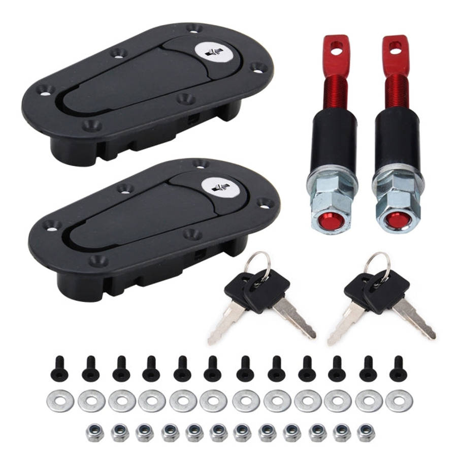 A Pair Car Modified Hood Lock General Racing Car Cover Lock with Keys, with Keys(Black)