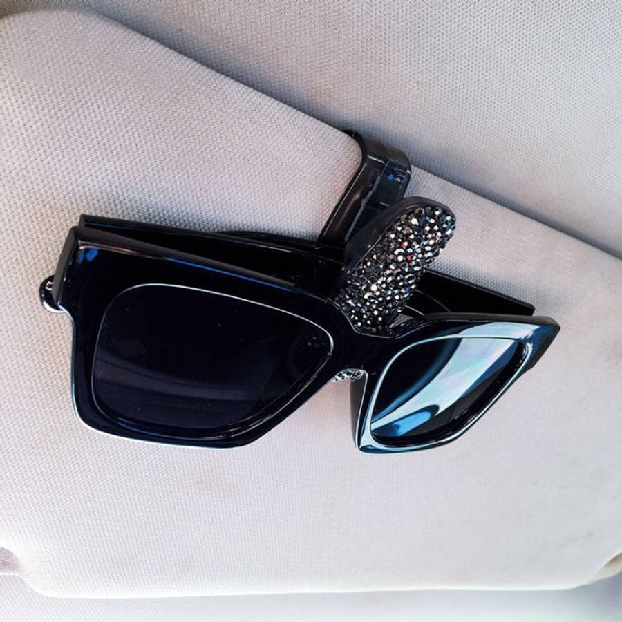 Car Mixed Color Diamond Mounted Glasses Bill Clip Holder