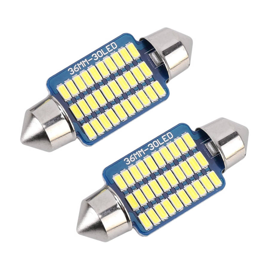 2 PCS 36mm DC12V / 1.5W / 6000K / 100LM 30LEDs SMD-3014 Car License Plate Light / Dome Light, wit...