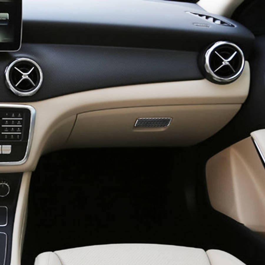 Car Carbon Fiber Central Control Storage Box Panel Decorative Sticker for Mercedes-Benz GLA 2015-...