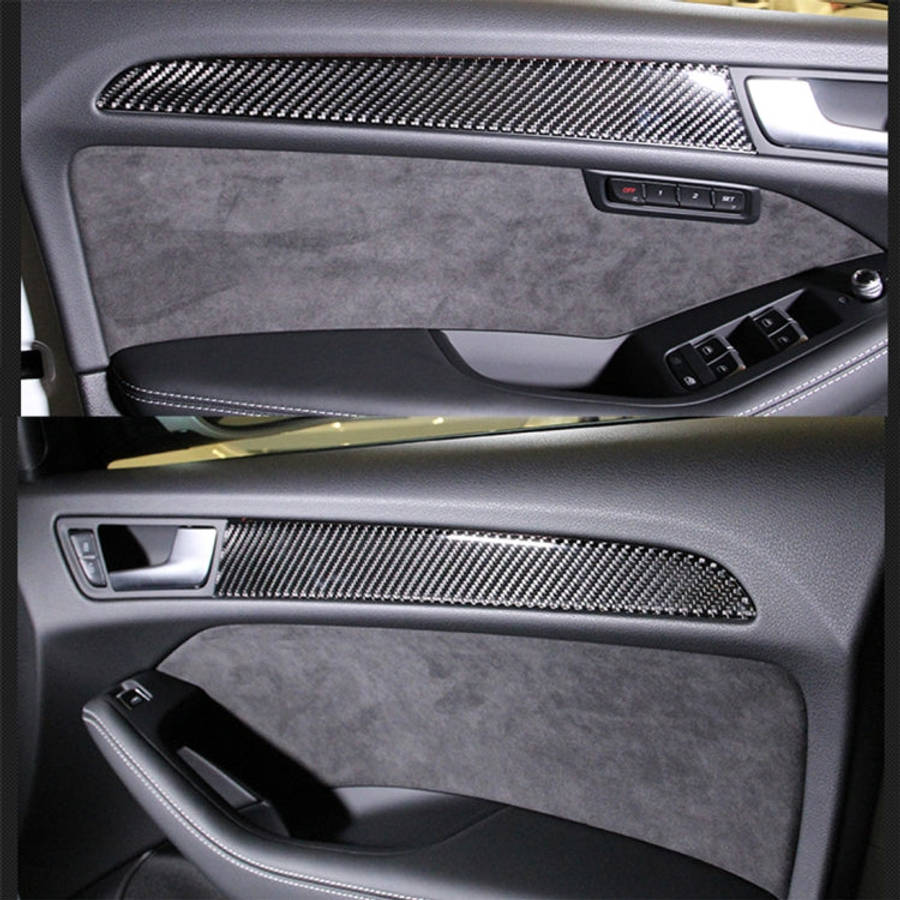 4 PCS Car Carbon Fiber Inner Door Panel Decorative Sticker for Audi A4L / A5 / Q5 2009-2016, Inne...