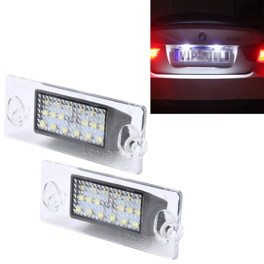 2 PCS License Plate Light with 18  SMD-3528 Lamps for Audi2W 120LM, DC12V (White Light), For A...