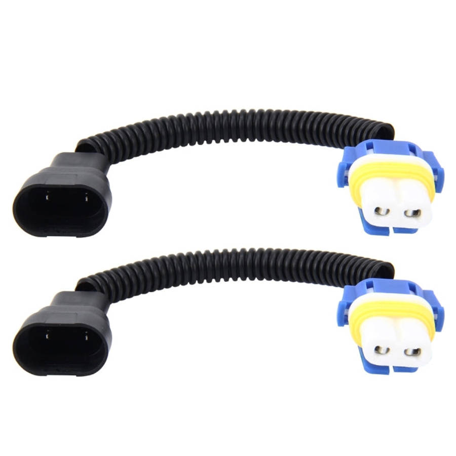 2 PCS 9006 Car HID Xenon Headlight Male to Female Conversion Cable with Ceramic Adapter Socket, 9006