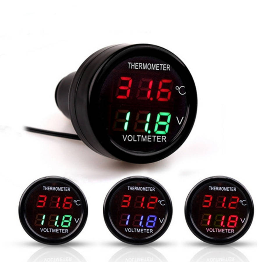 2 in 1 Universal Car Digital Voltage Meter Temperature Meter (Random Color Delivery), Without USB...