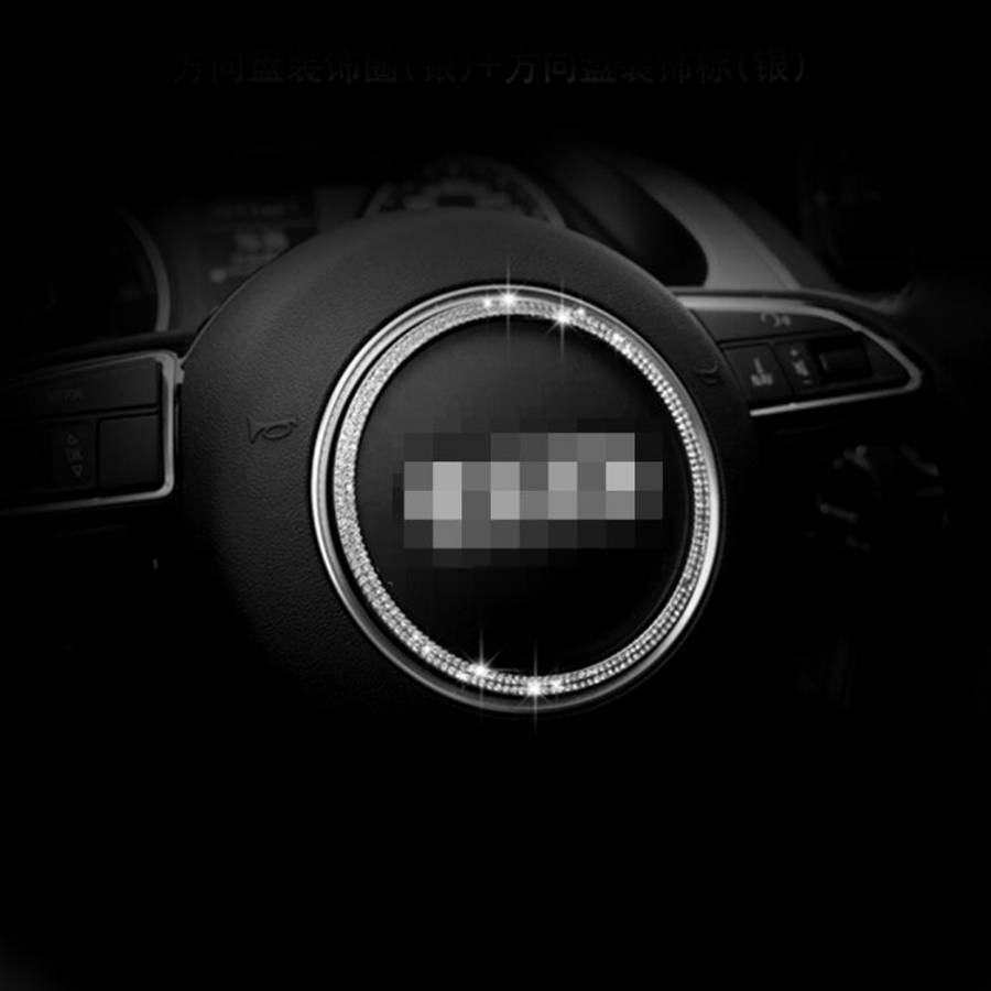 Car Aluminum Steering Wheel Decoration Ring with Diamonds For Audi, For Audi