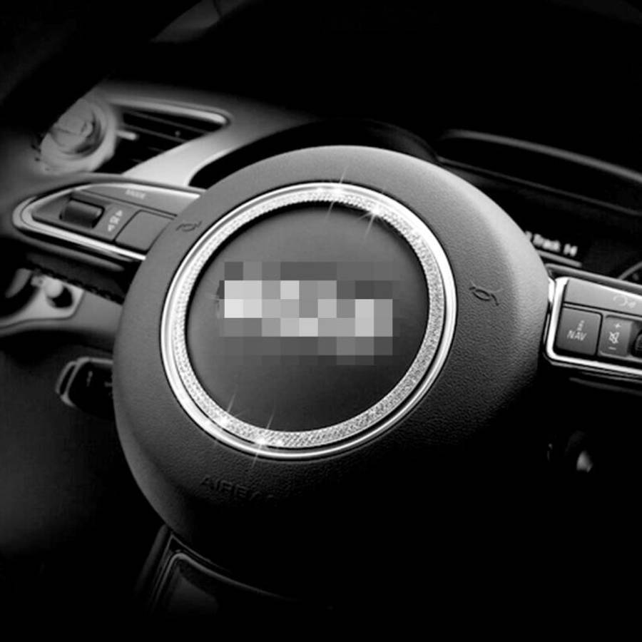 Car Aluminum Steering Wheel Decoration Ring with Diamonds For Audi, For Audi