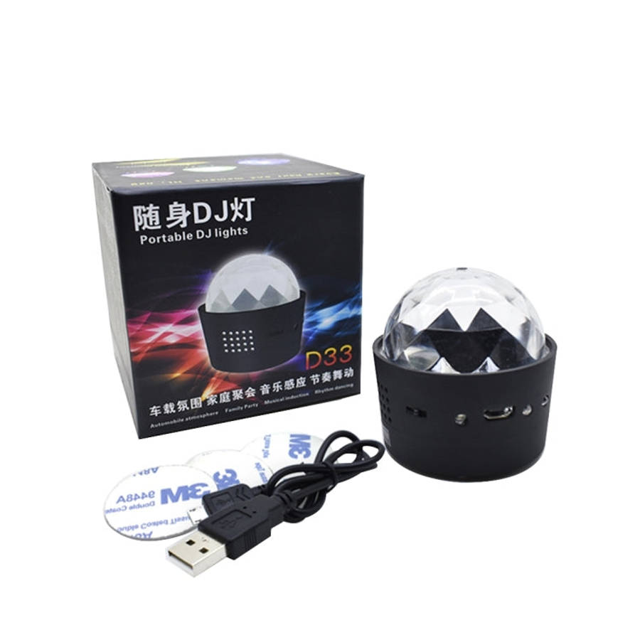 D33 5W USB Charging RGB Car Decoration Portable DJ Light Sound Activated Rotating Strobe Effect A...