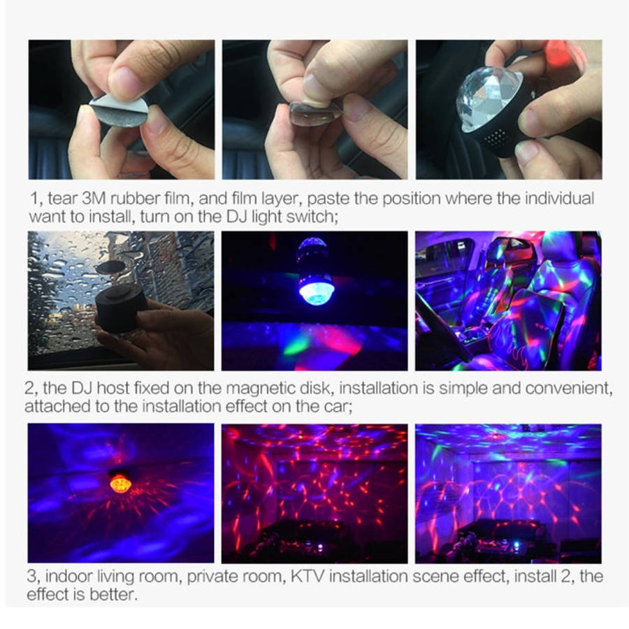 D33 5W USB Charging RGB Car Decoration Portable DJ Light Sound Activated Rotating Strobe Effect A...