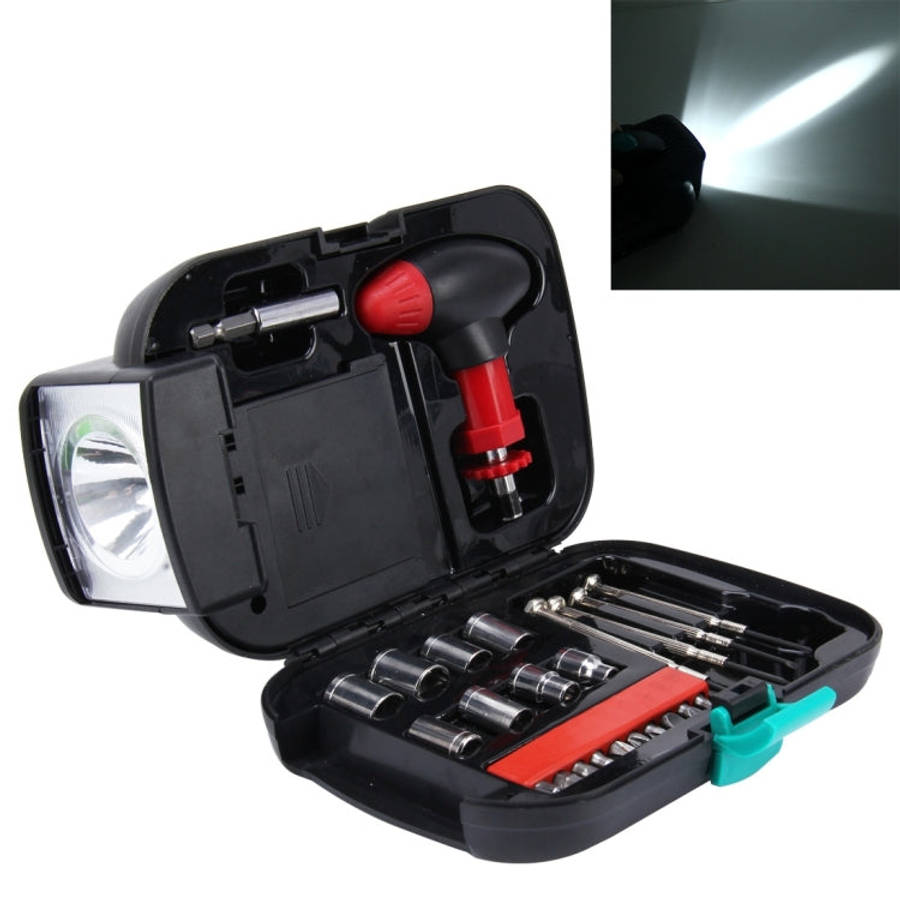 24 PCS Portable Flashlight Tool Box Set - Portable Auto, Home, Emergency Tool Kit with Flashlight...