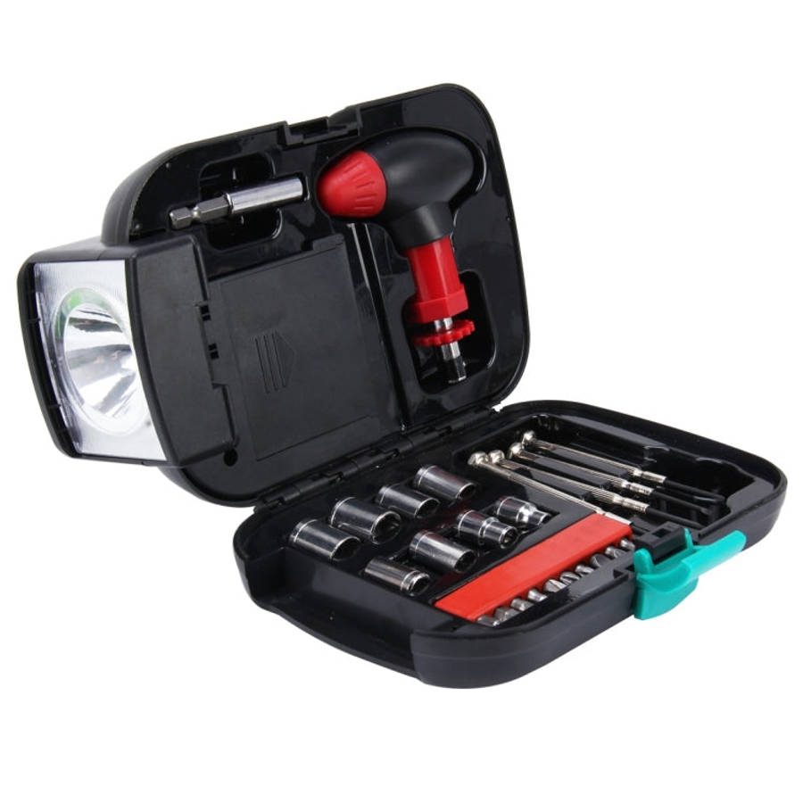 24 PCS Portable Flashlight Tool Box Set - Portable Auto, Home, Emergency Tool Kit with Flashlight...