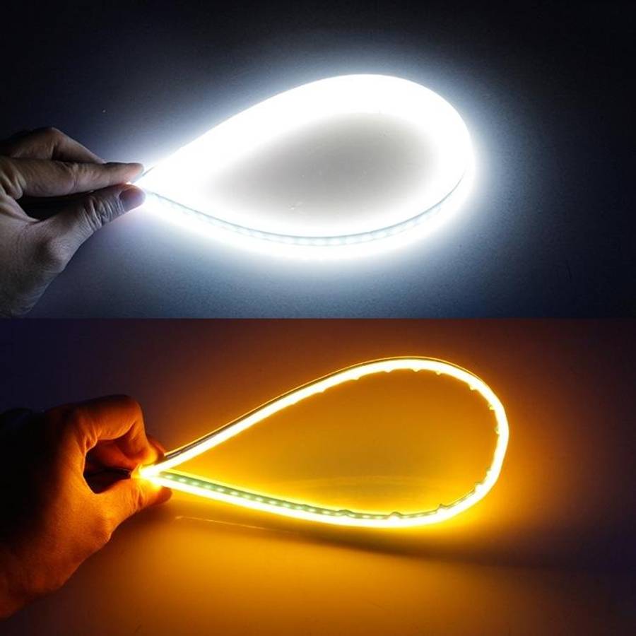 2 PCS 45cm DC12V 5W Ultra-thin Waterproof Car Auto Double Colors Turn Lights / Running Lights SMD...
