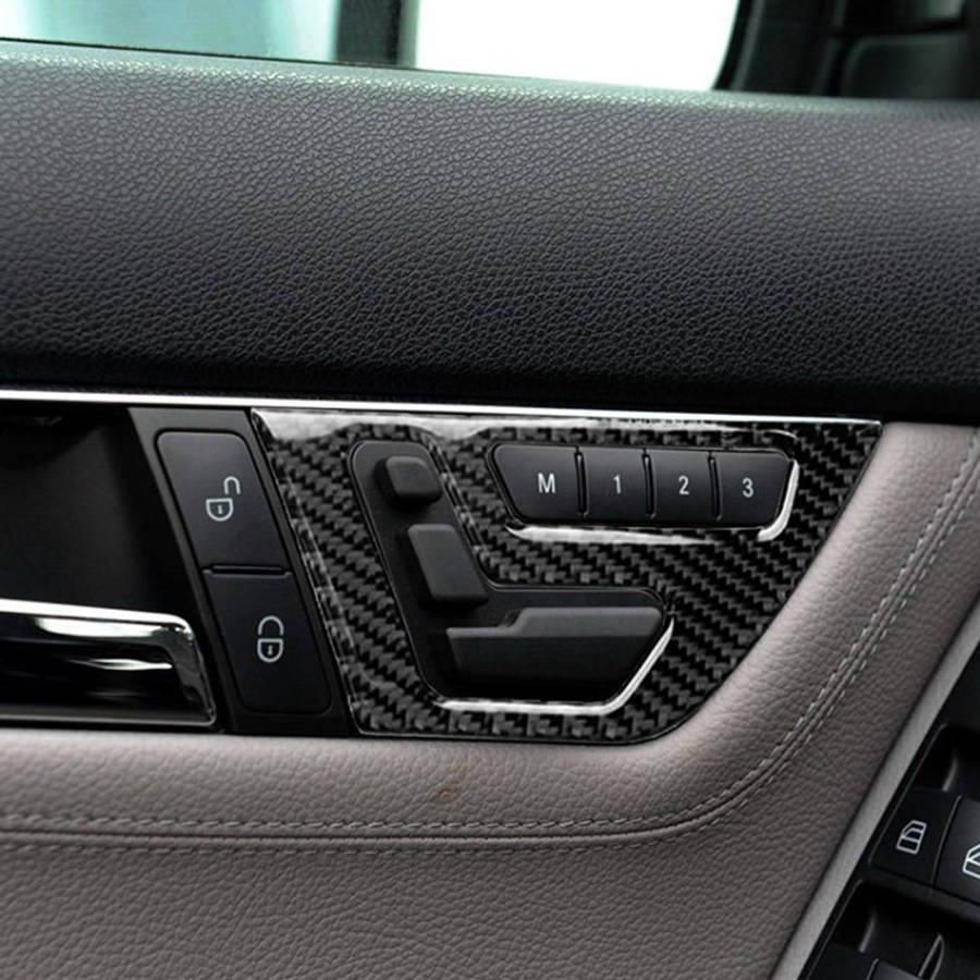 2 PCS Car Carbon Fiber Left Drive Seat Adjustment Panel Decorative Sticker for Mercedes-Benz W204...