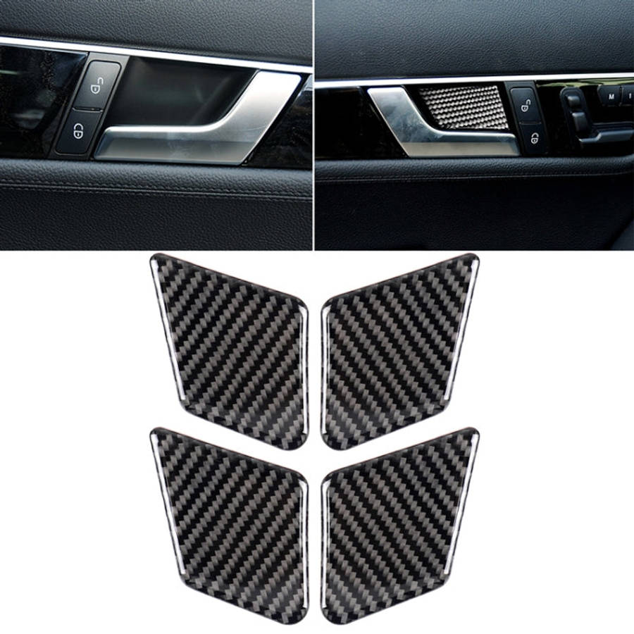 4 PCS Car Solid Color Carbon Fiber Door Inner Handle Wrist Panel Decorative Sticker for Mercedes-...