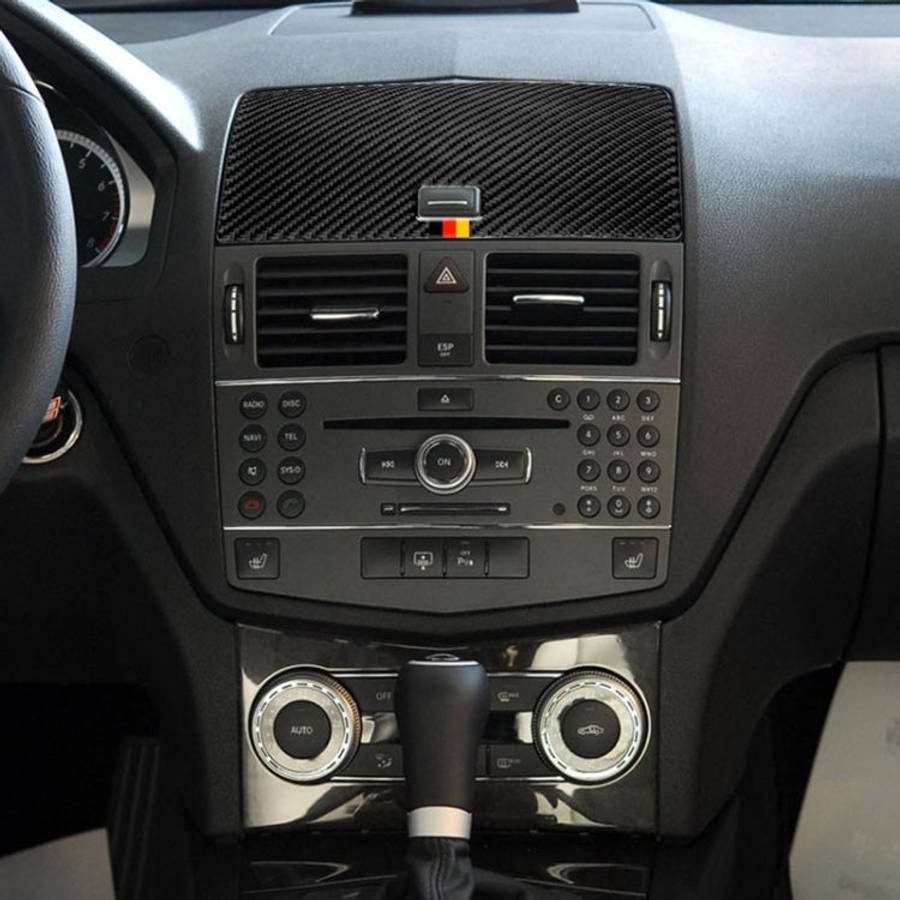 Car German Flag Carbon Fiber Console Navigation Panel Decorative Sticker for Mercedes-Benz W204 C...