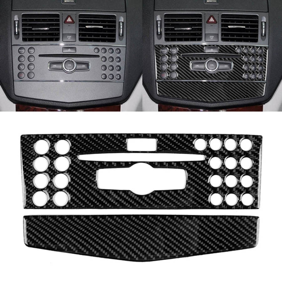 Car Carbon Fiber Center Console Panel Decorative Sticker for Mercedes-Benz W204 C Class 2007-2010...